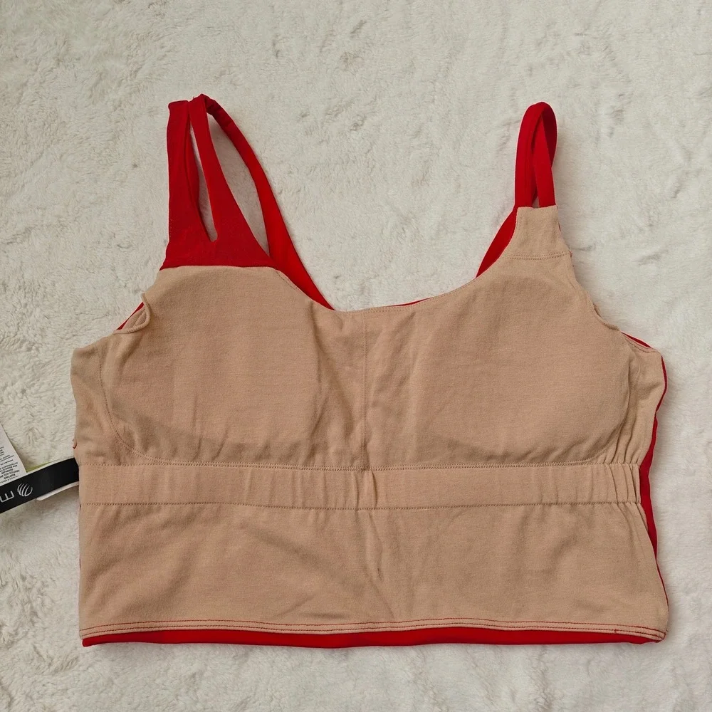 MPG Sport Bra Tank Hot Pink Built In Bra Tank Top Asymmetrical Cutout Crop Large